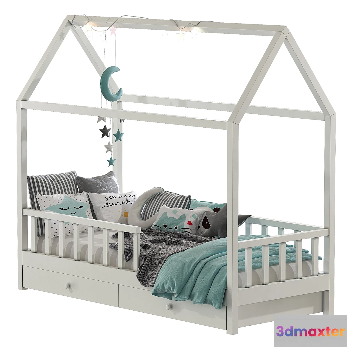 1294281 - Childrens bed with columns 6 3D Max