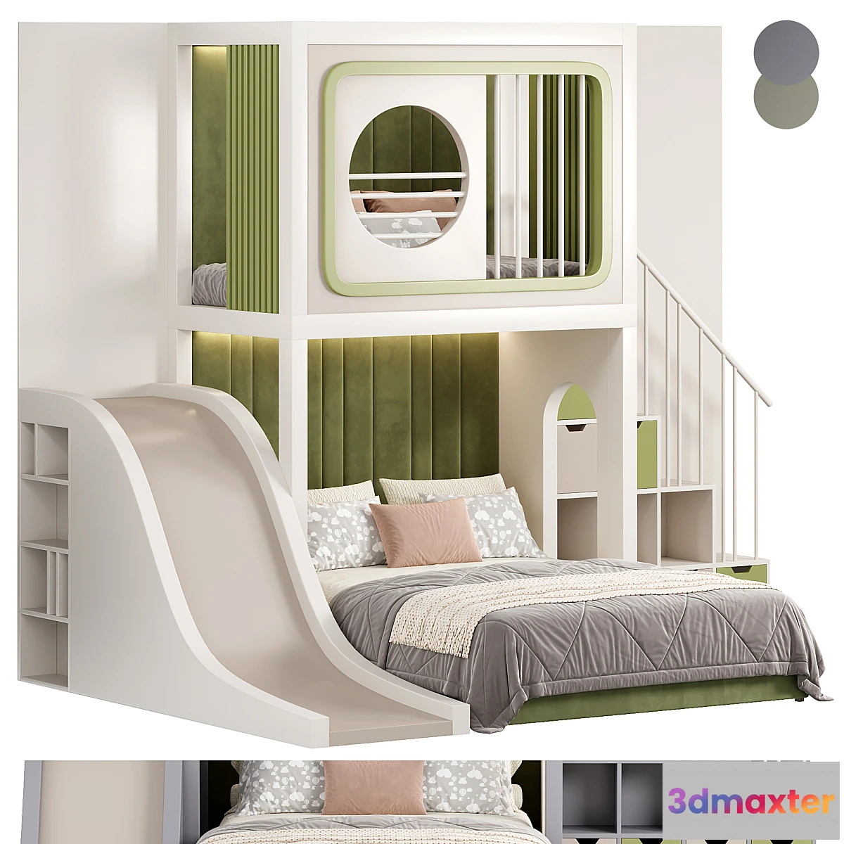 1294743 - Designer two-level bed Kids room 10 - No.2 3D Max