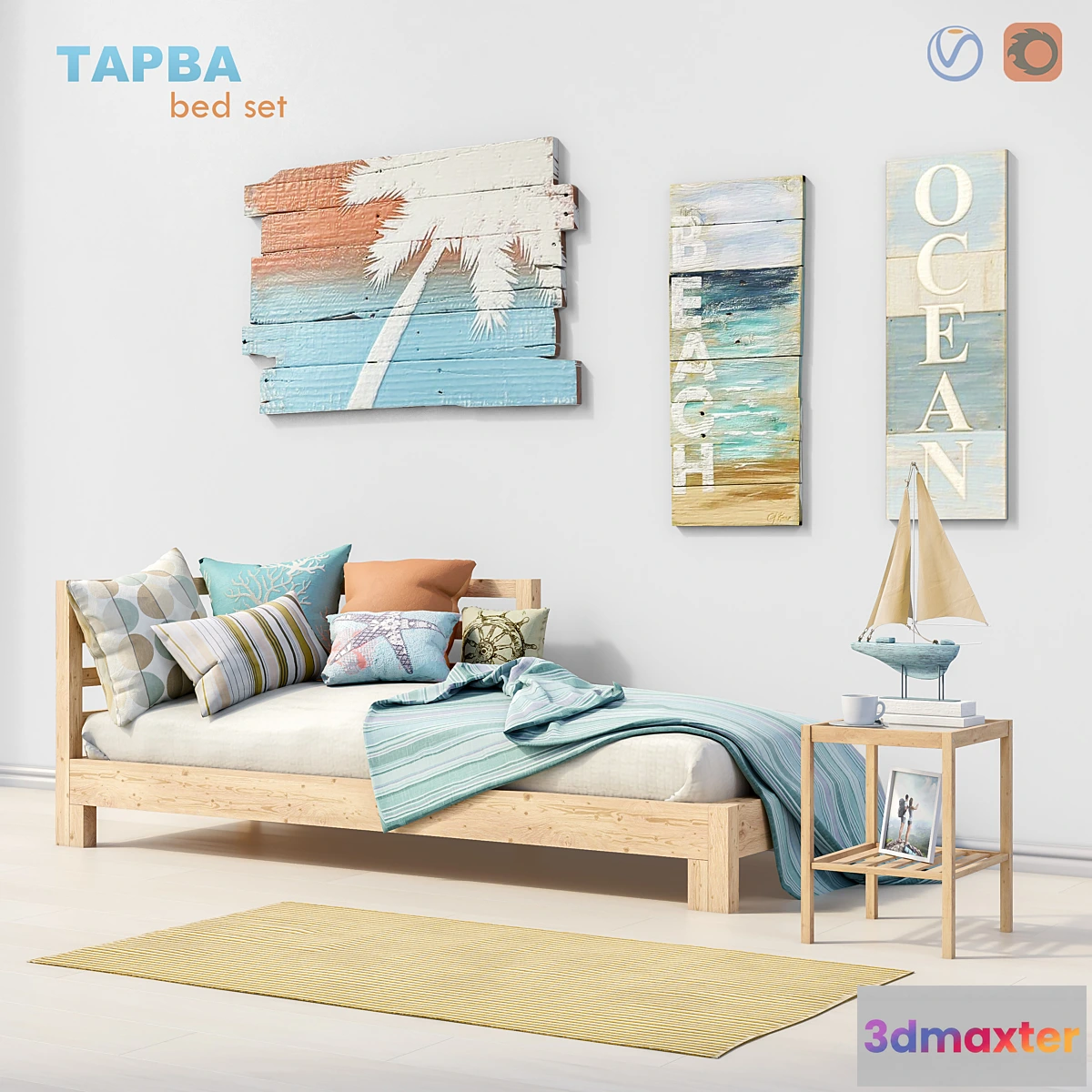 1294796 - Bed daybed IKEA TARVA set 1 3D Max