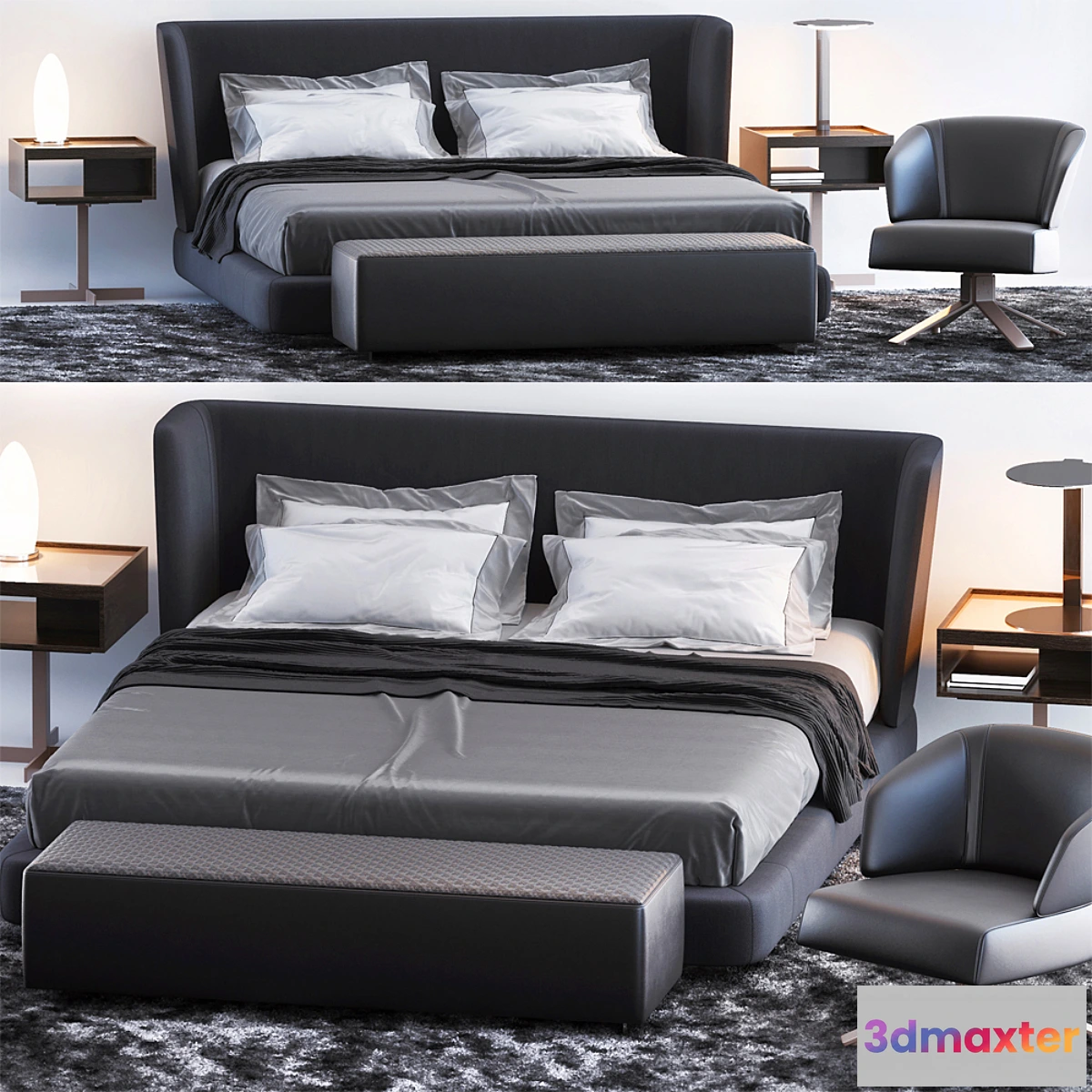 1295431 - BED BY MINOTTI 4 3D Max