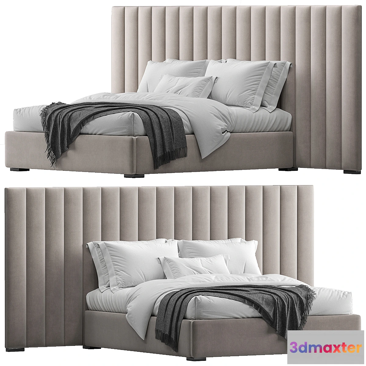 1295781 - RH Modena Vertical Channel Extended Platform Bed 3D Max