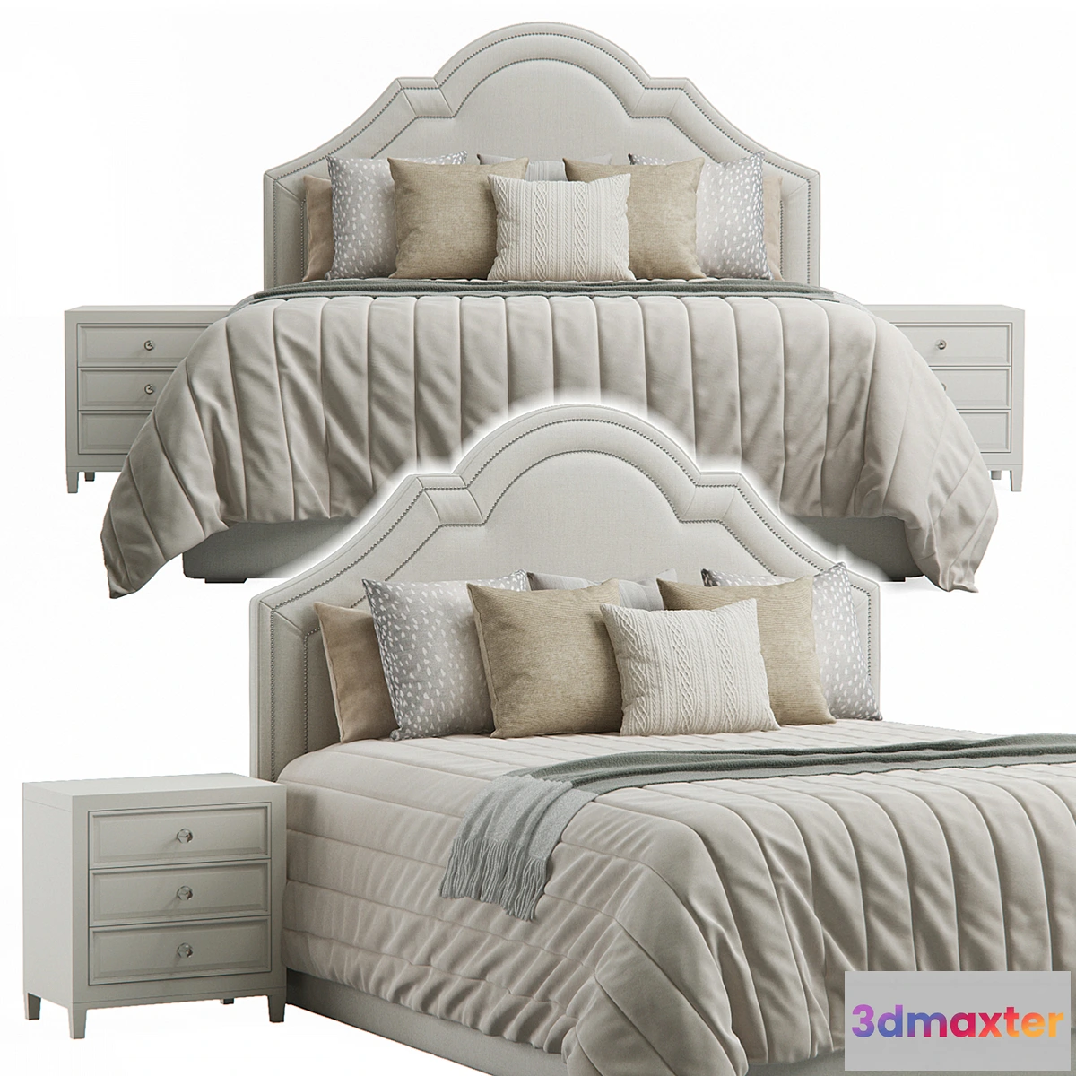 1296488 - Queen Madison Crown Headboard Bed - No.2 3D Max