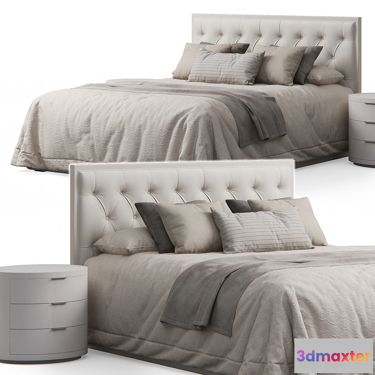 1296630 - Alix Tufted Headboard Bed 3D Max
