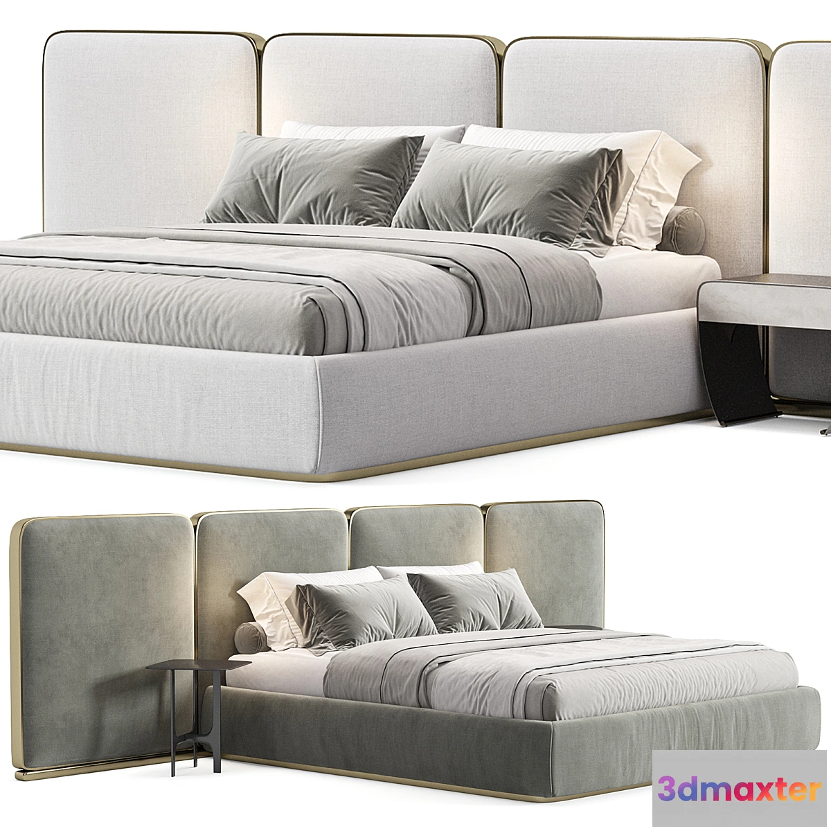 1306806 - Gem Upholstered King Queen Bed 2 3D Max