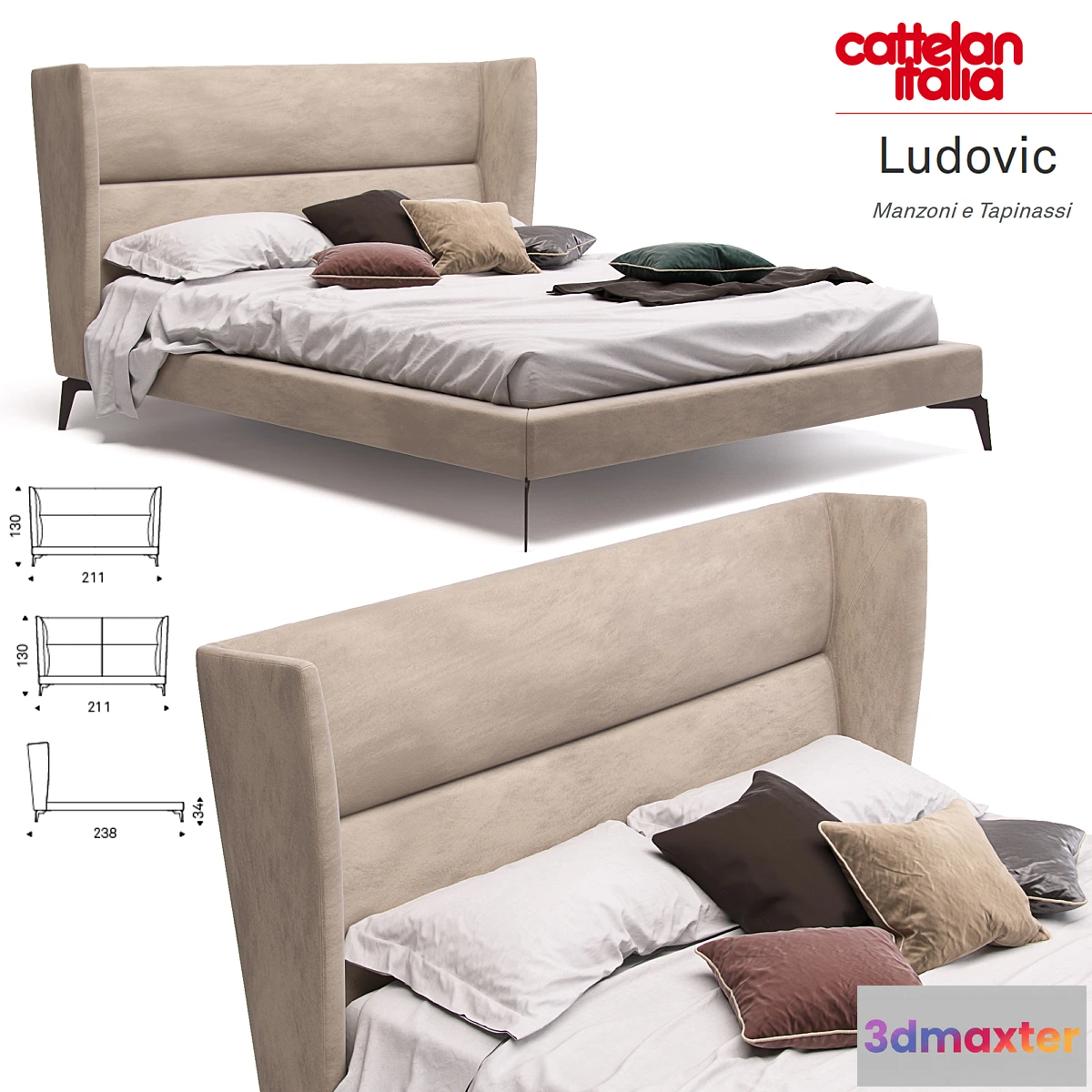 1306935 - Bed Cattelan Italia Ludovic 3D Max