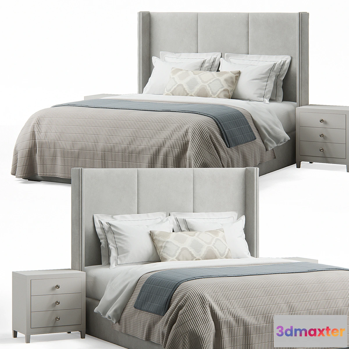 1309778 - Striped Headboard Bed 3D Max