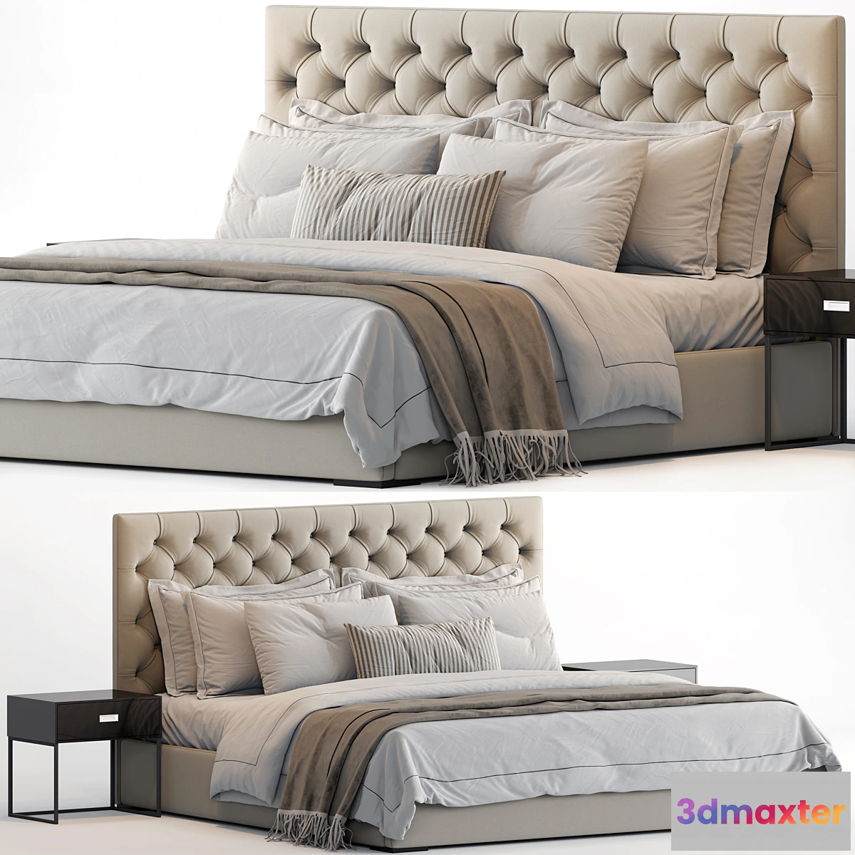 1314727 - RH Adler Diamond tufted Panel Fabric Bed 3D Max