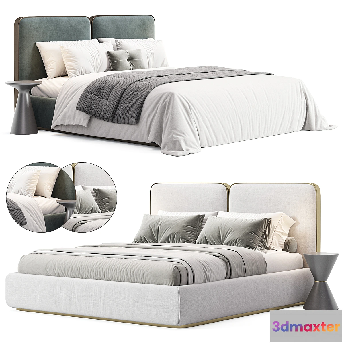 1315805 - Gem Upholstered King Queen Bed 3D Max