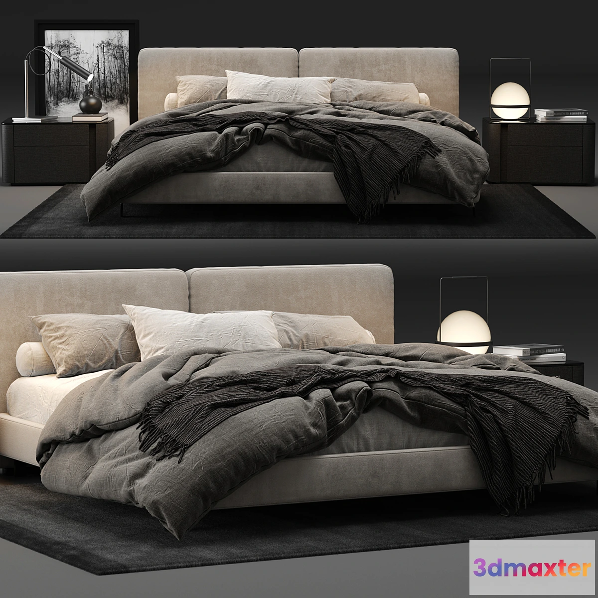 1316857 - Minotti Tatlin Bed 3D Max