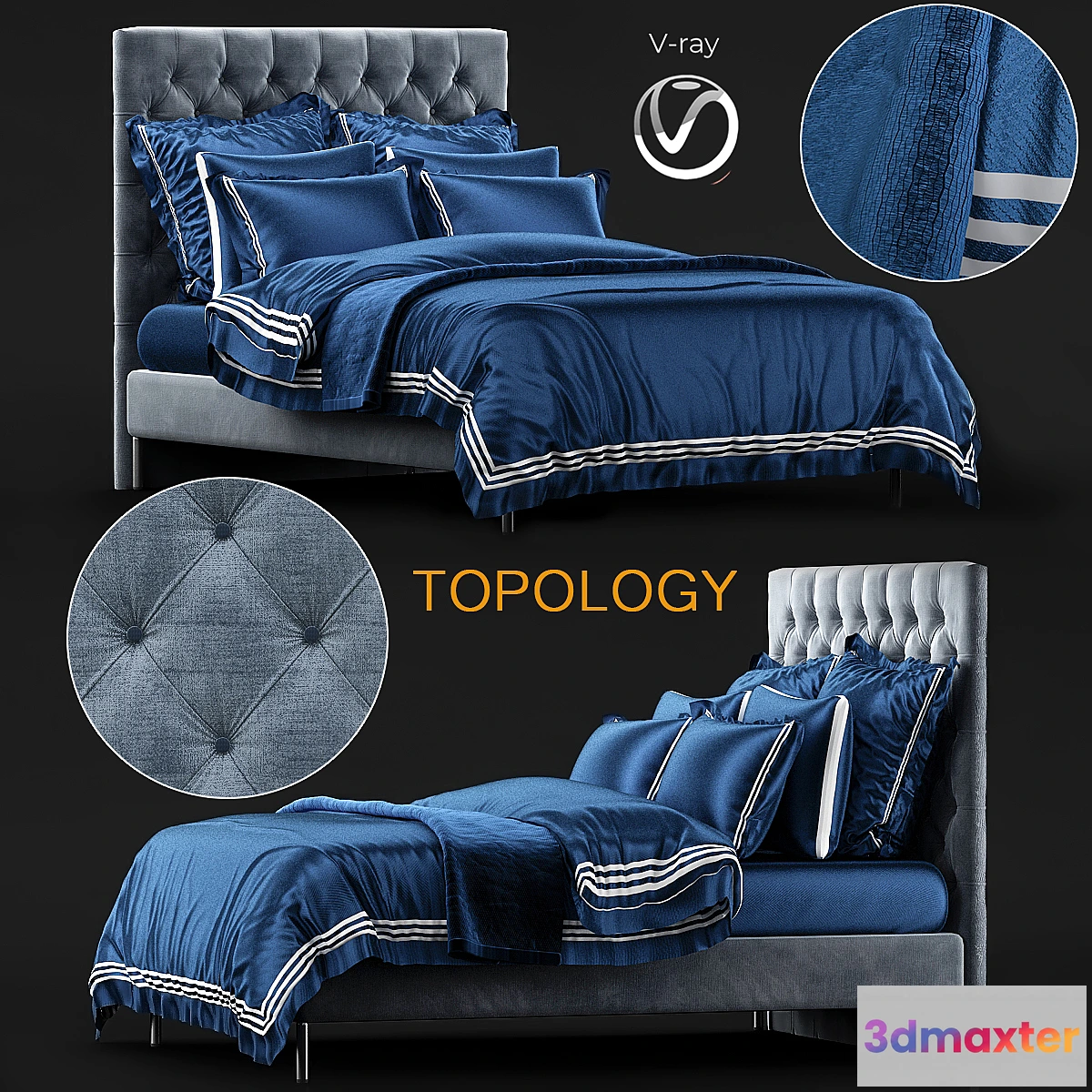 1317357 - Restoration Hardware Bed Covers and Pillowcases 3D Max