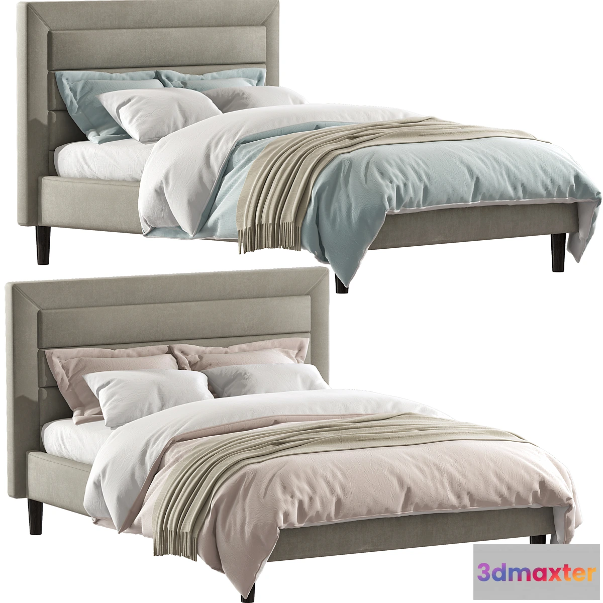 1326838 - Mehta Tufted Upholstered Platform Bed 3D Max