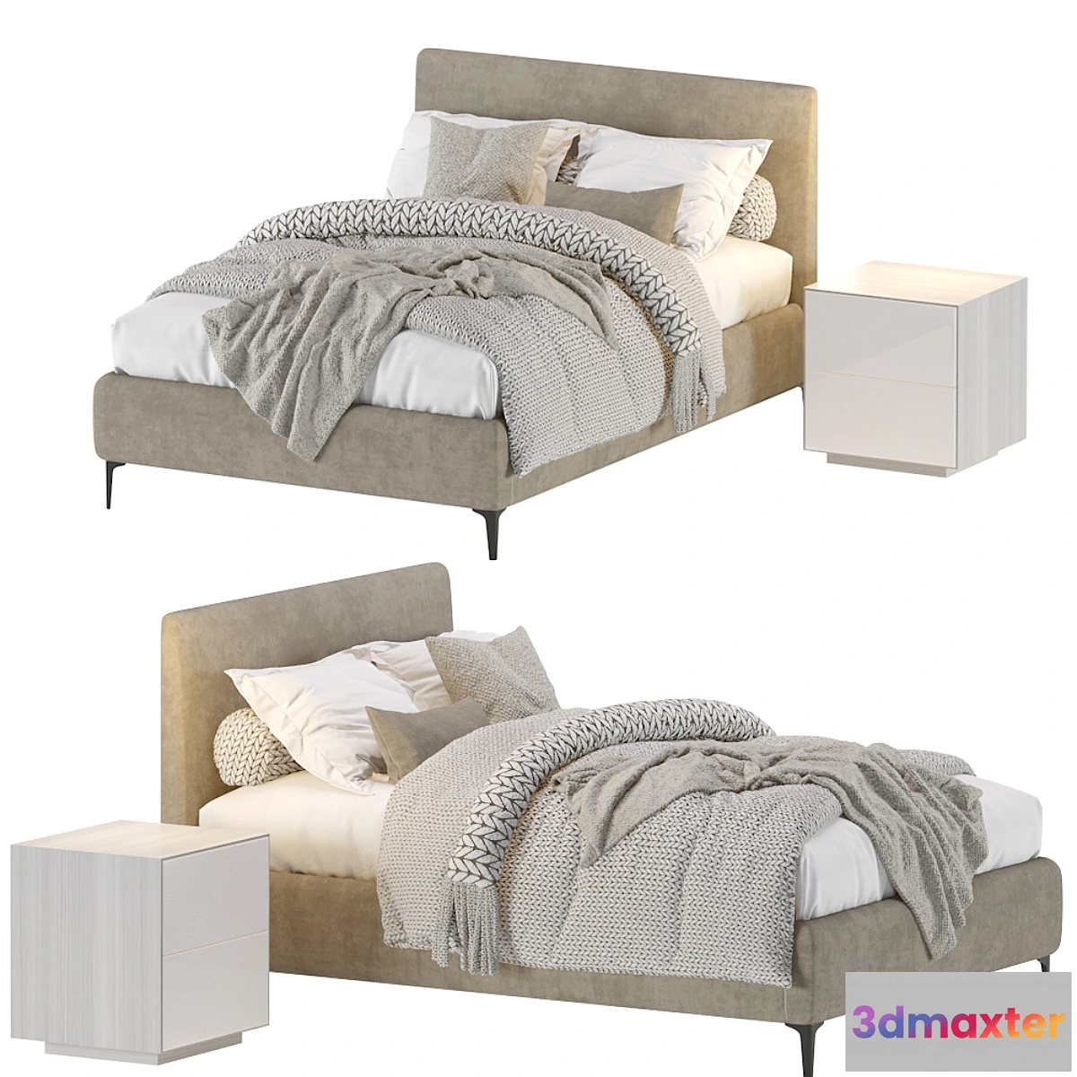 1332874 - West Elm Andes Bed 3D Max
