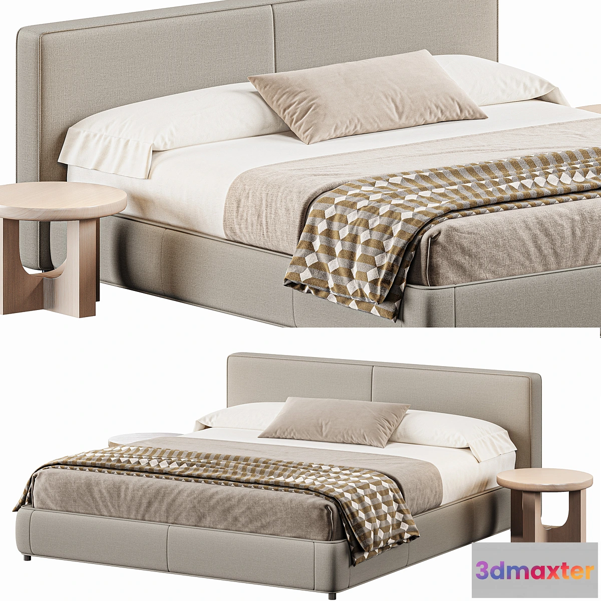 1333058 - Aidan Bed Sheepskin Camel 3D Max