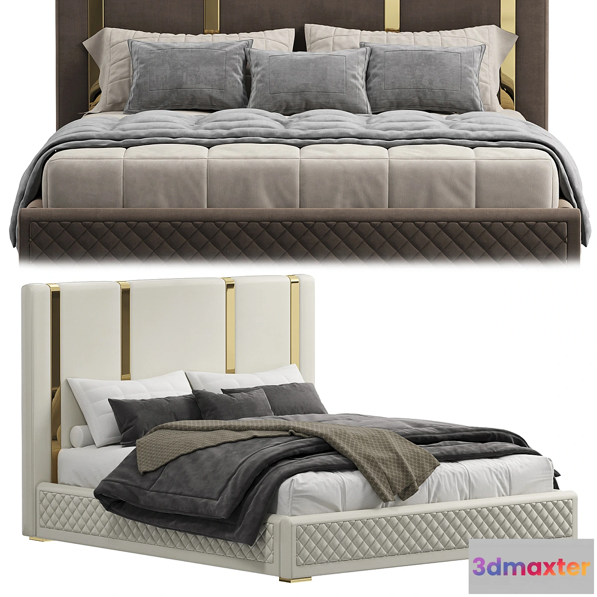 1337614 - King bed Polished gold 3D Max