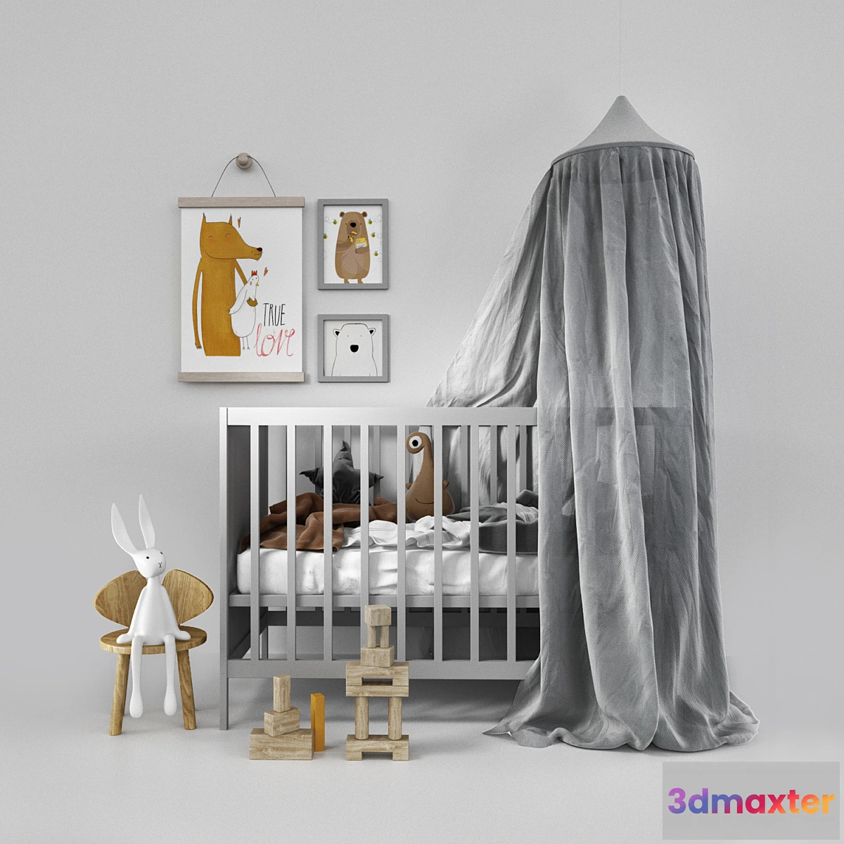 1340326 - Cot with canopy 3D Max