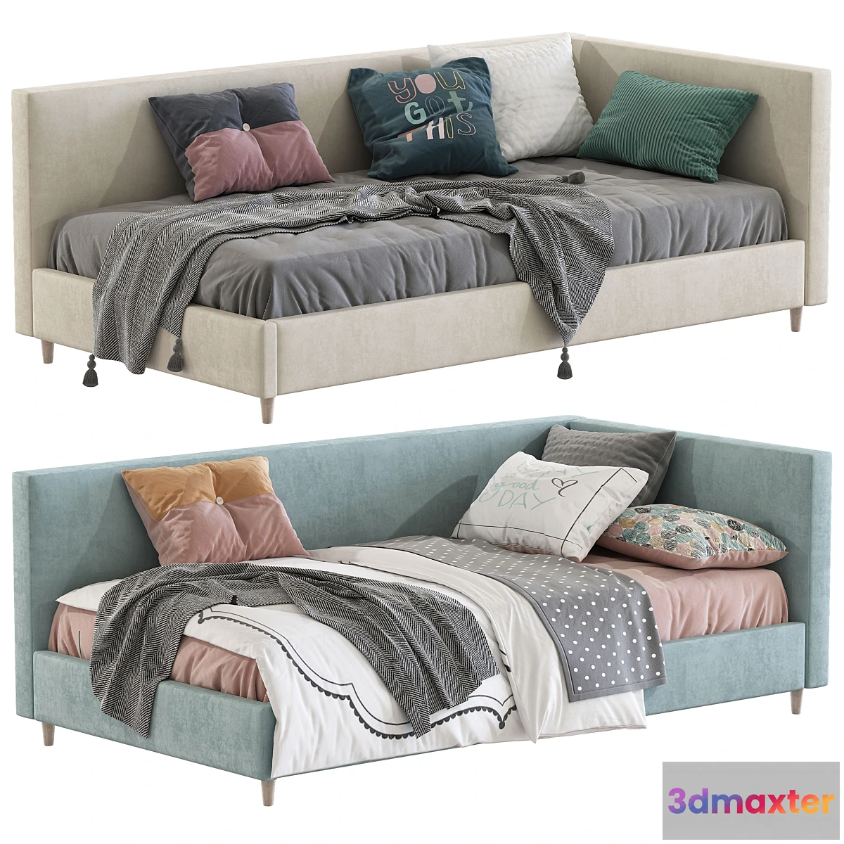 1341863 - Corner Timo Upholstered Bed 3D Max
