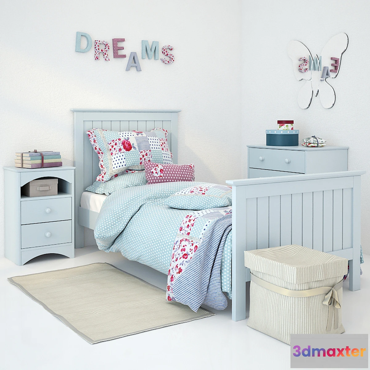 1343109 - Bed Barney Blue 3D Max