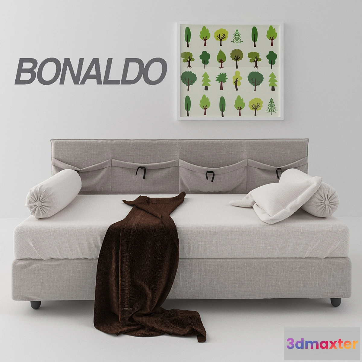 1344143 - Bonaldo Pongo bed with pillows 3D Max