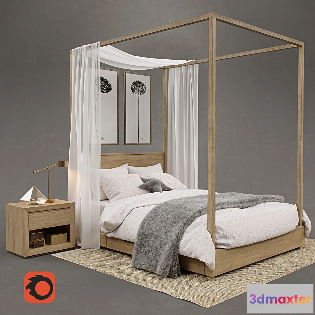1350379 - RH _ Callum storage canopy bed 3D Max