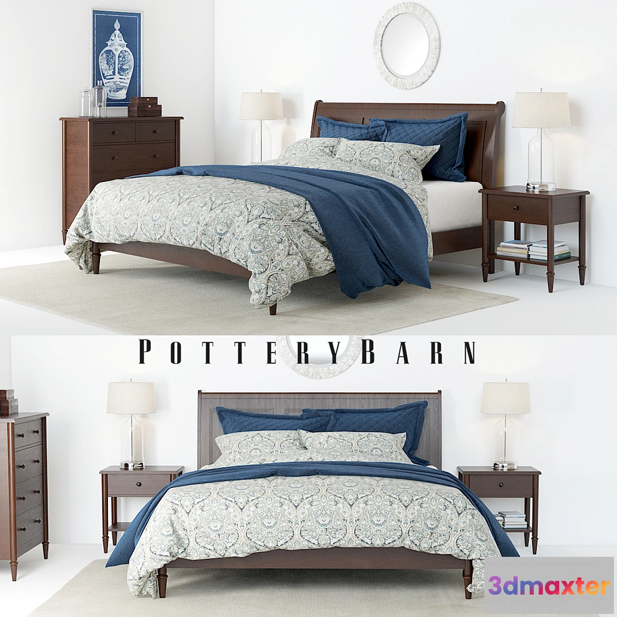 1351535 - Pottery Barn Crosby Bedroom set 3D Max