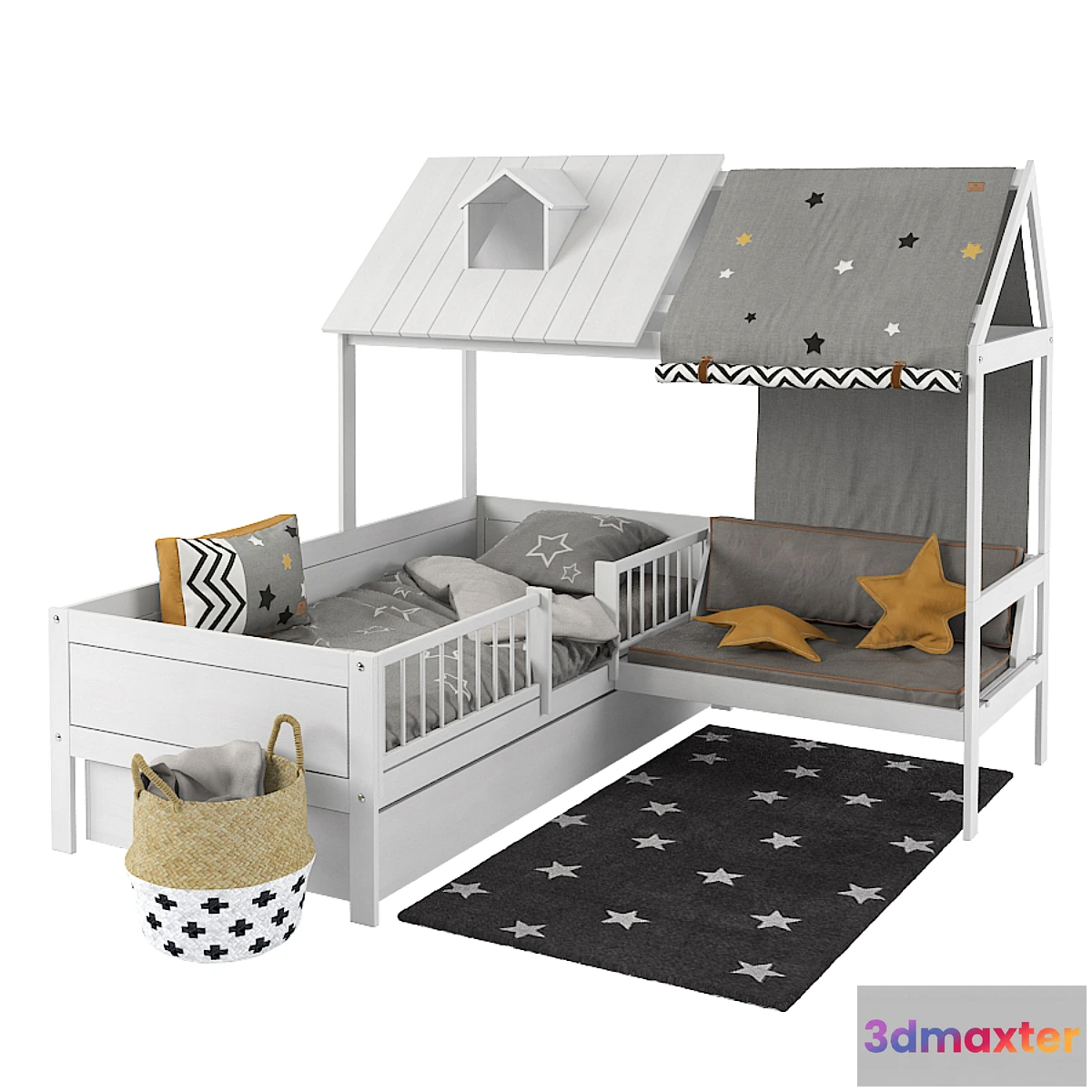 1393122 - Bed LifeTime BEACHHOUSE HUTBED WITH COUCH 3D Max