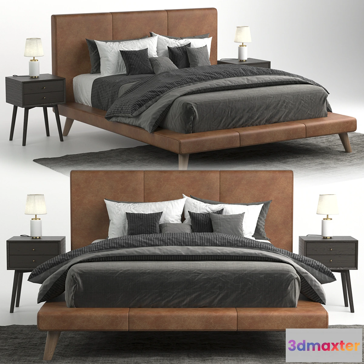 1399616 - Mod Leather Bed Bed West Elm 3D Max