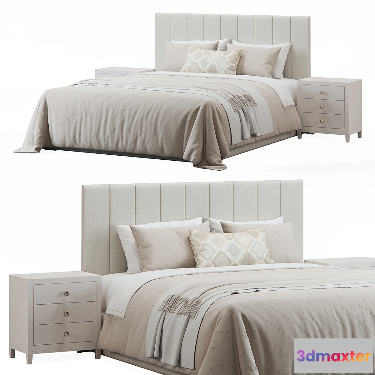1400602 - Striped Headboard Bed 3D Max