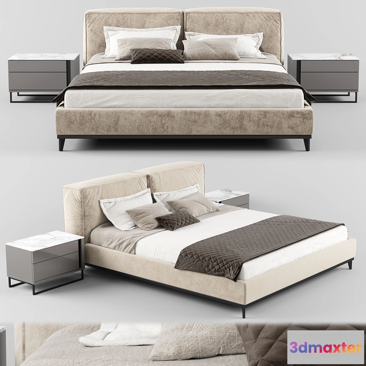 1401766 - Modern fabric bed with upholstered headboard_01 3D Max