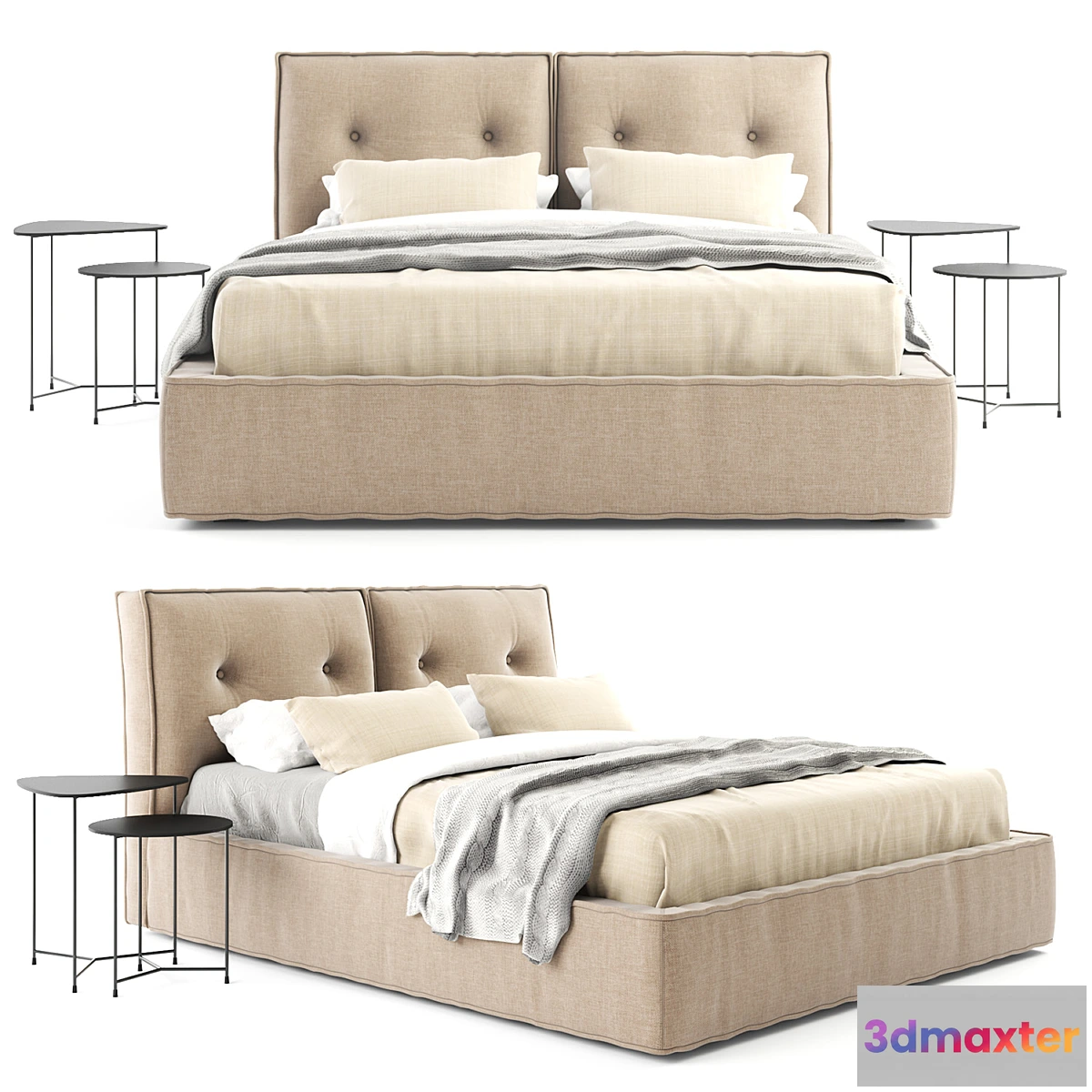 1402306 - Interia Donatello bed with Interia Air bedside tables 3D Max