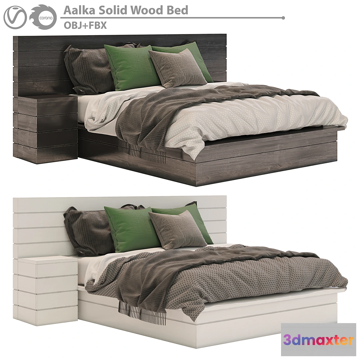1402884 - Aalka Solid Wood Bed 3D Max