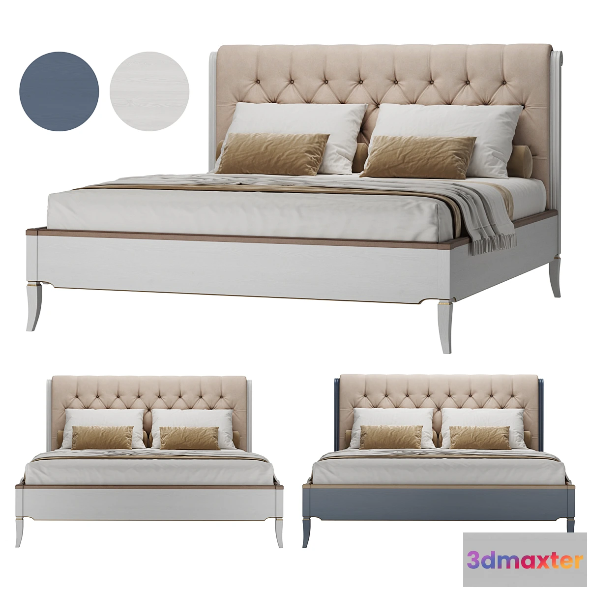 1417860 - Stuart bed with soft headboard. 3D Max
