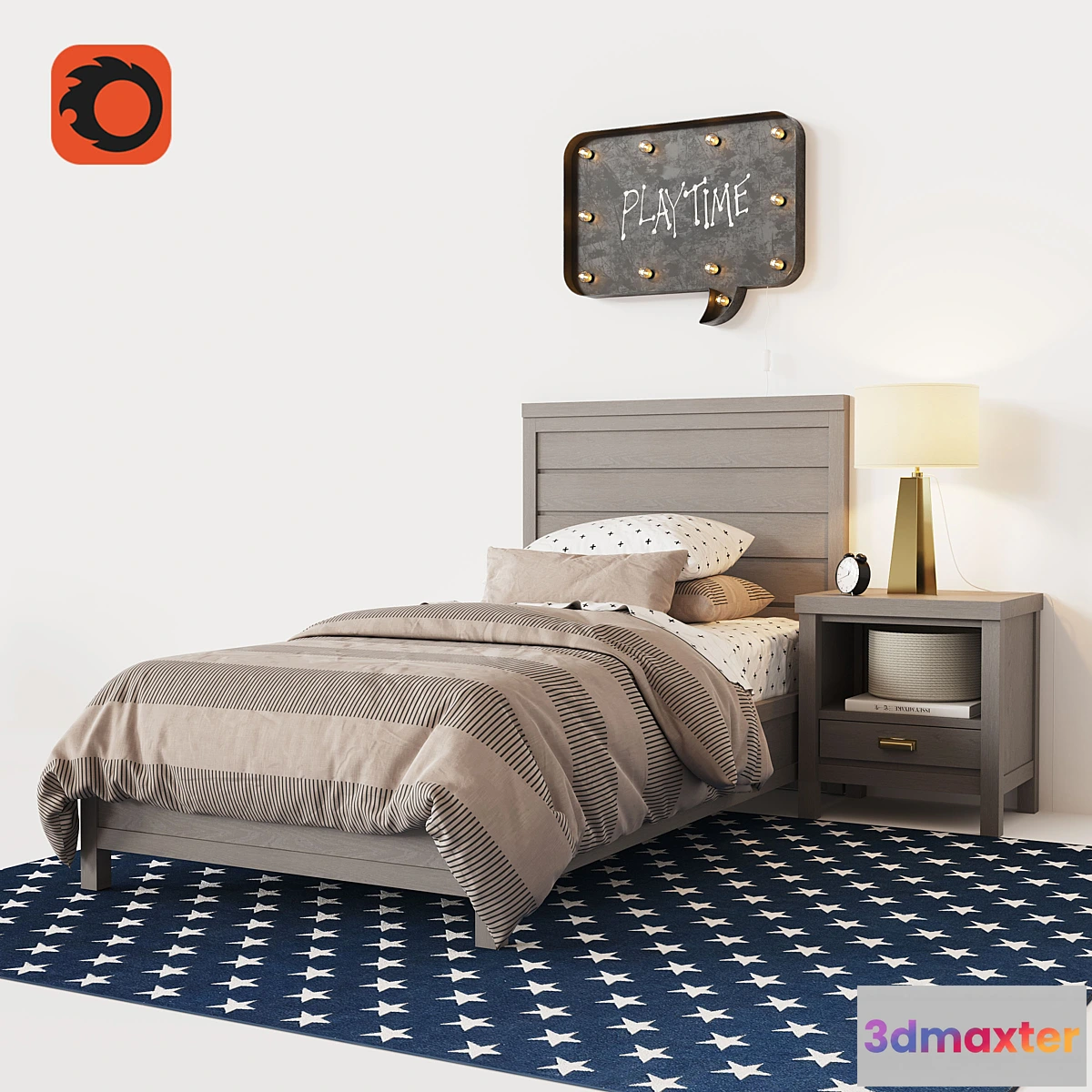 1419344 - ASHBY UPHOLSTERED PLATFORM BED 3D Max