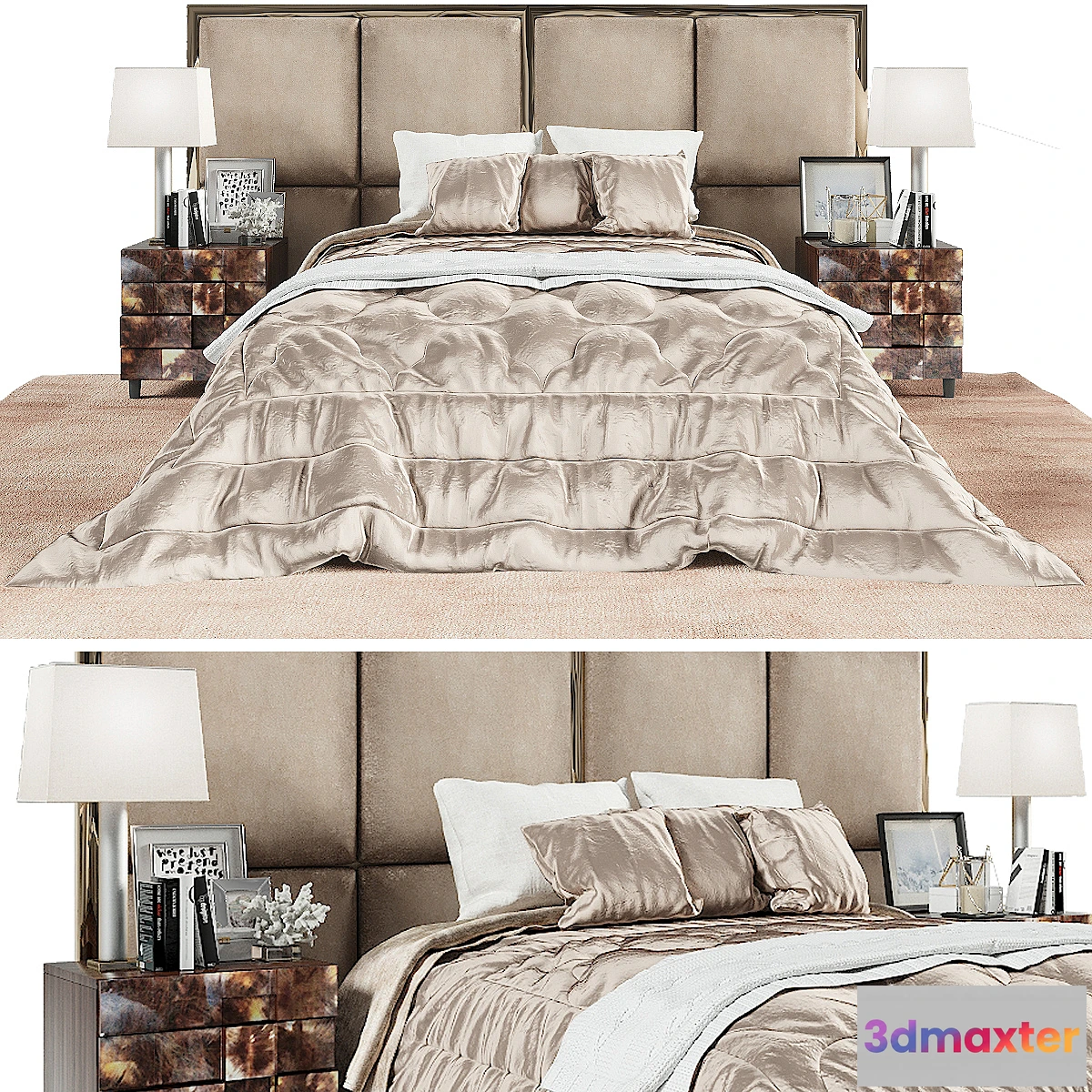 1426328 - Modern bed whith knite plaid 3D Max