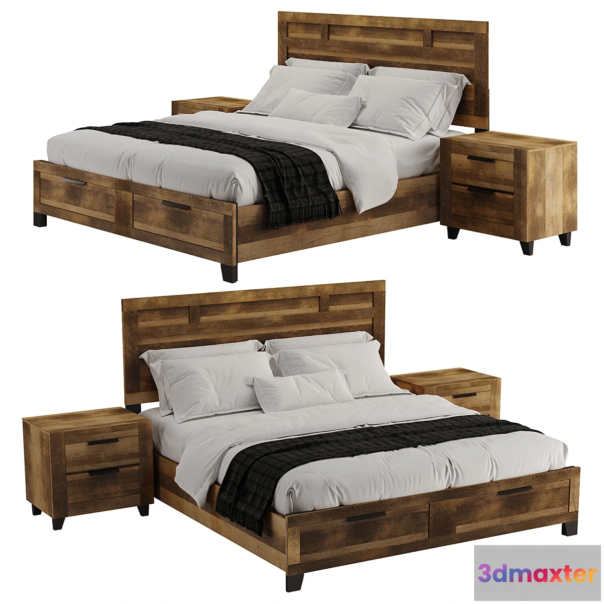 1426684 - Morales Rustic Wood Bed 3D Max
