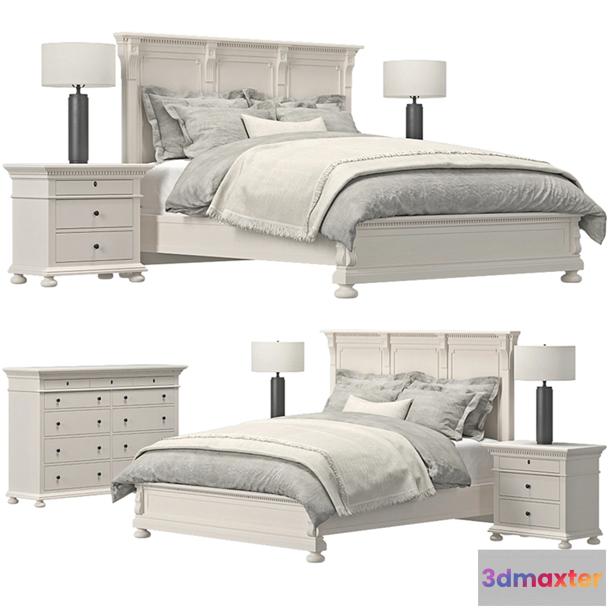 1428746 - RH - St. James Panel Bed 3D Max