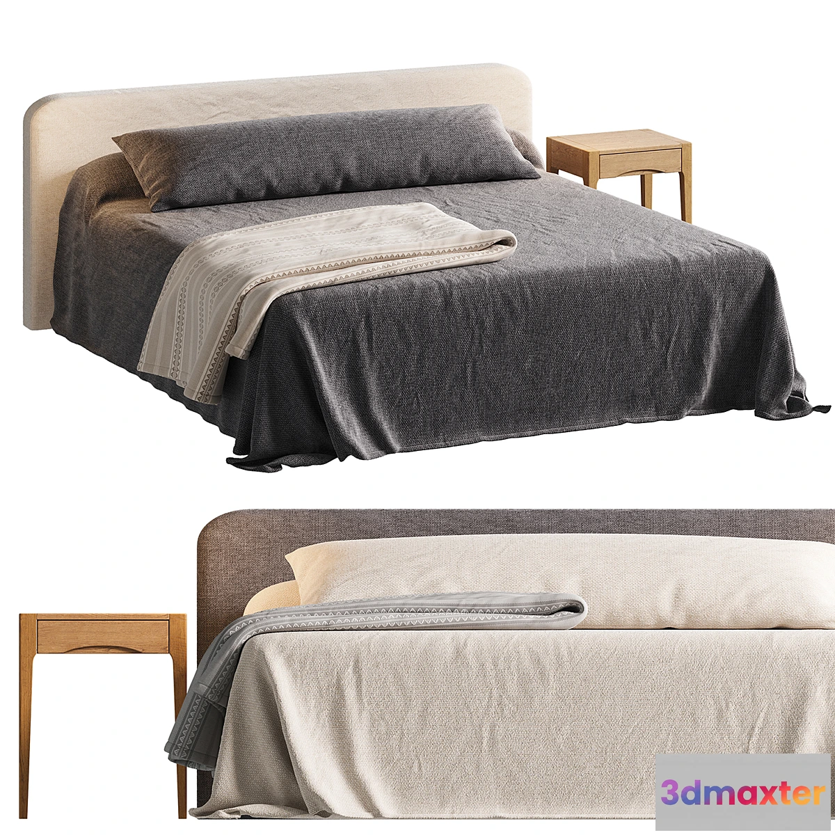 1434176 - Zara Home bed with nightstand 3D Max