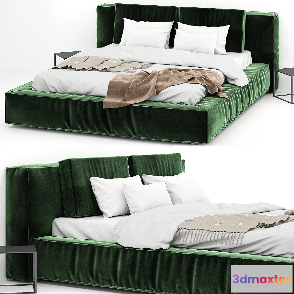 1436688 - Velvet green bed 3D Max