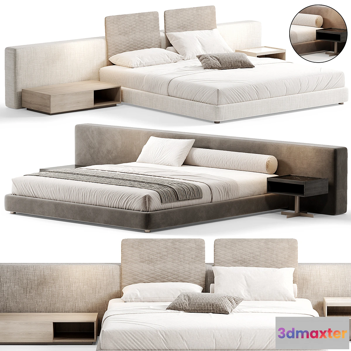 1437124 - Yang Bed Rodolfo Dordoni By minotti 3D Max