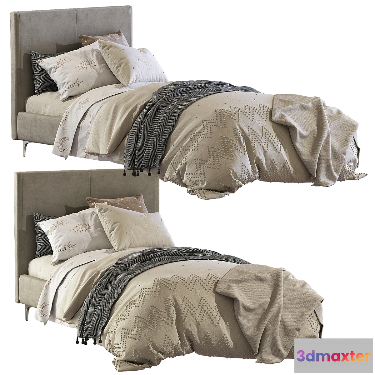 1437166 - Bed Andes Deco Upholstered Bed 3D Max