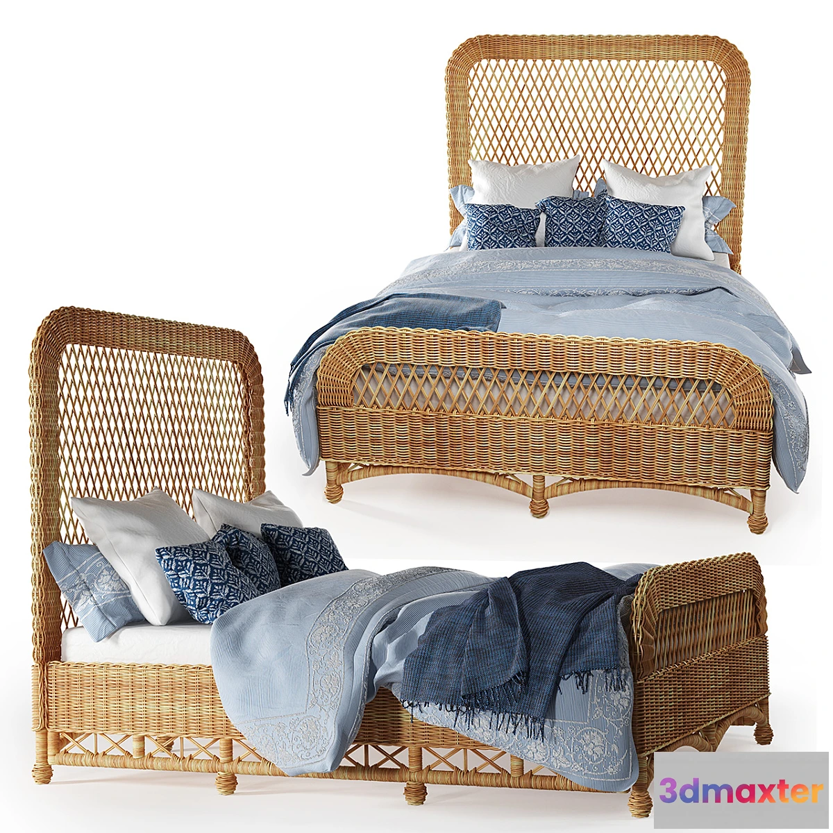 1437392 - Aurelio wicker queen bed 3D Max