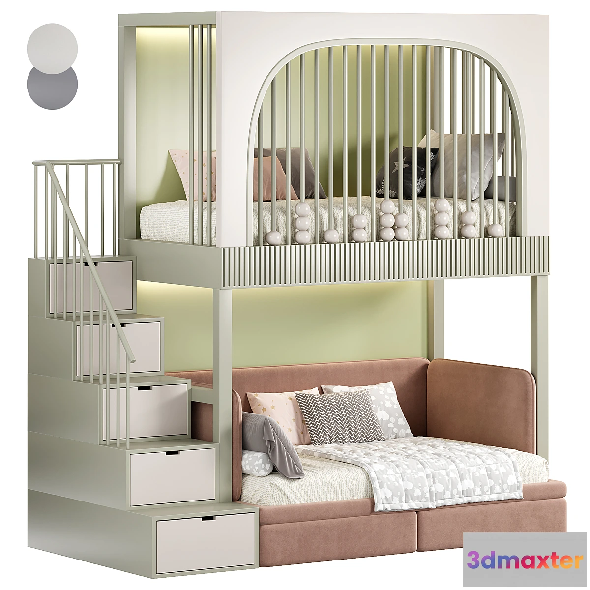 1437942 - Designer two-level bed Kids room 09 3D Max