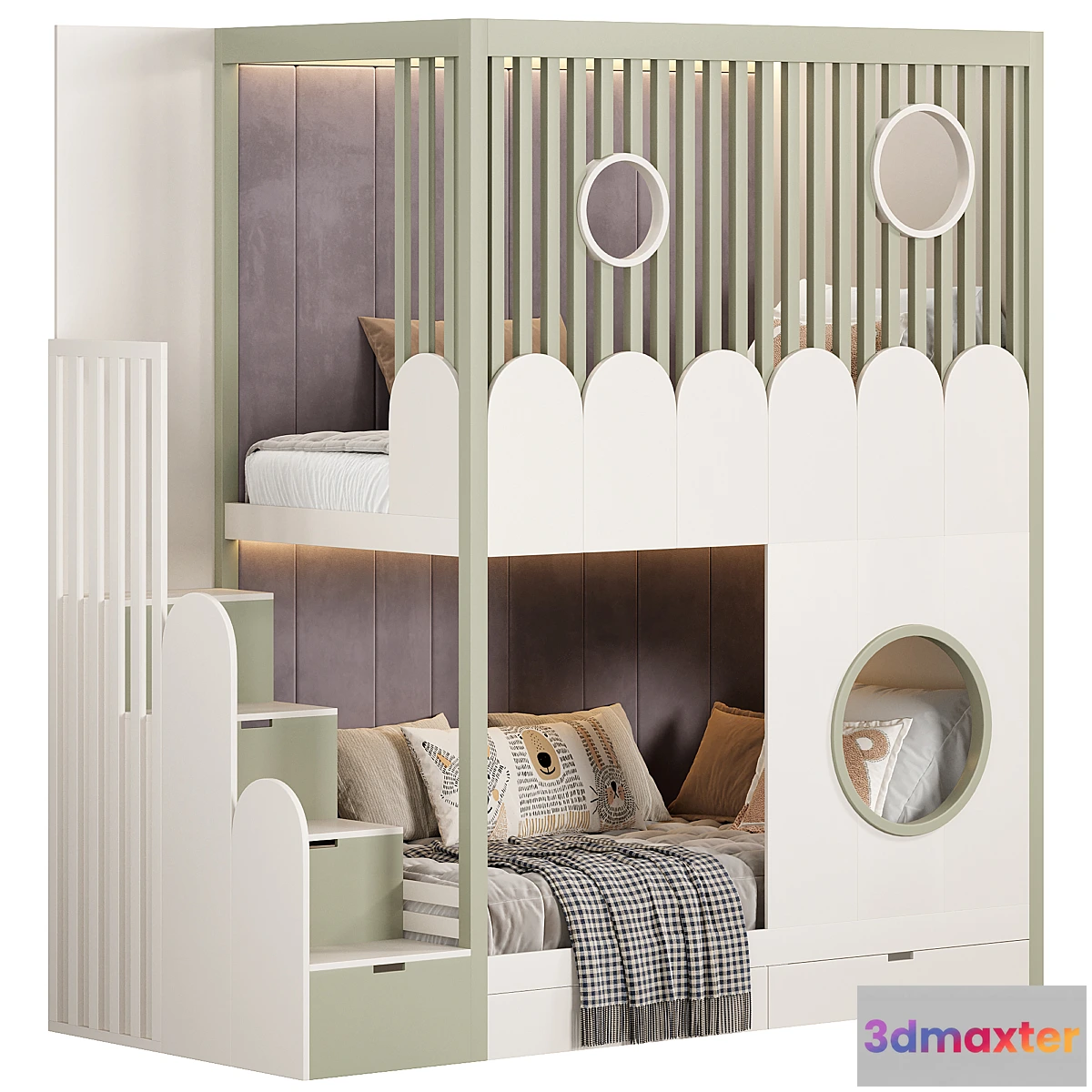 1438460 - Designer two-level bed Kids room 3D Max
