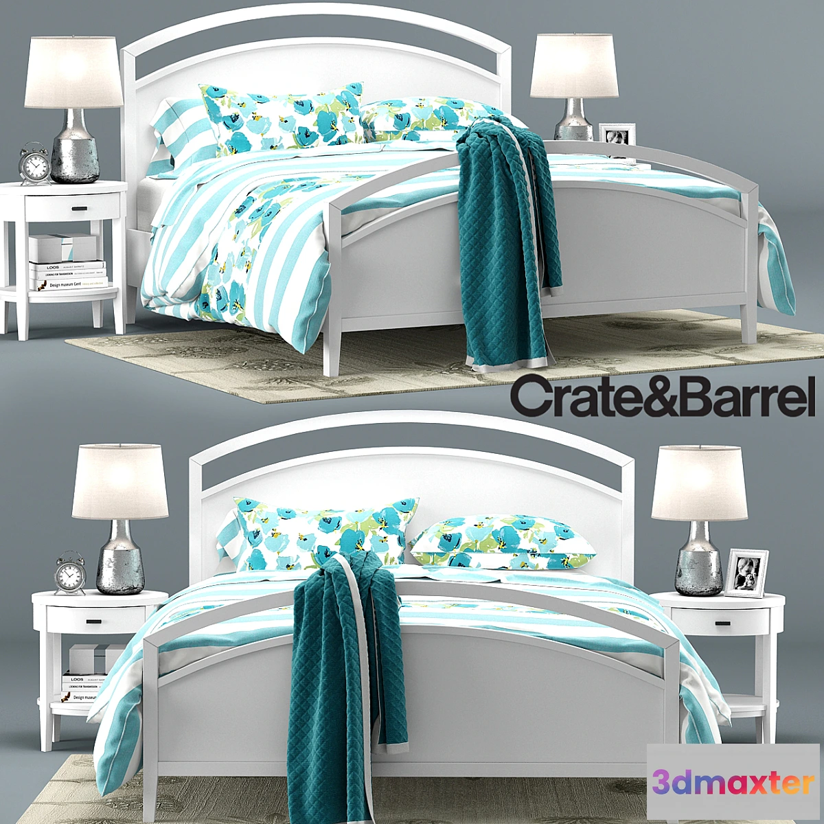 1438724 - Arch White bed Collection Crate&Barrel 3D Max
