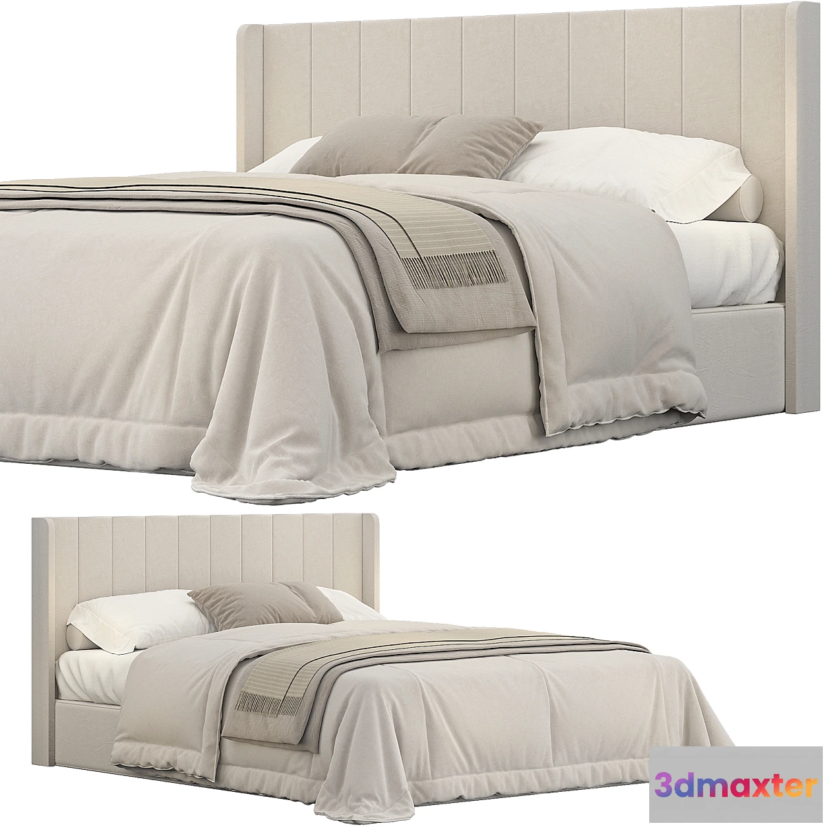 1441194 - Striped wingback Headboard bed 3D Max