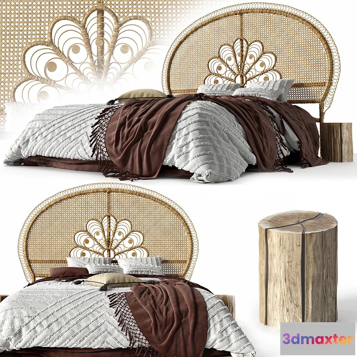 1442644 - Home Republic Francis Rattan Honey Bedhead 3D Max