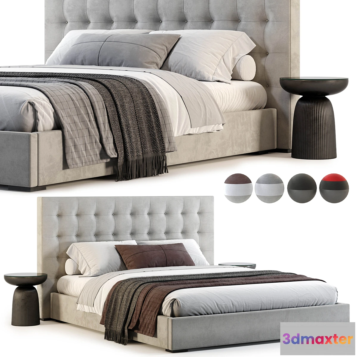 1446194 - RH MODENA PANEL BOX-TUFTED BED 3D Max