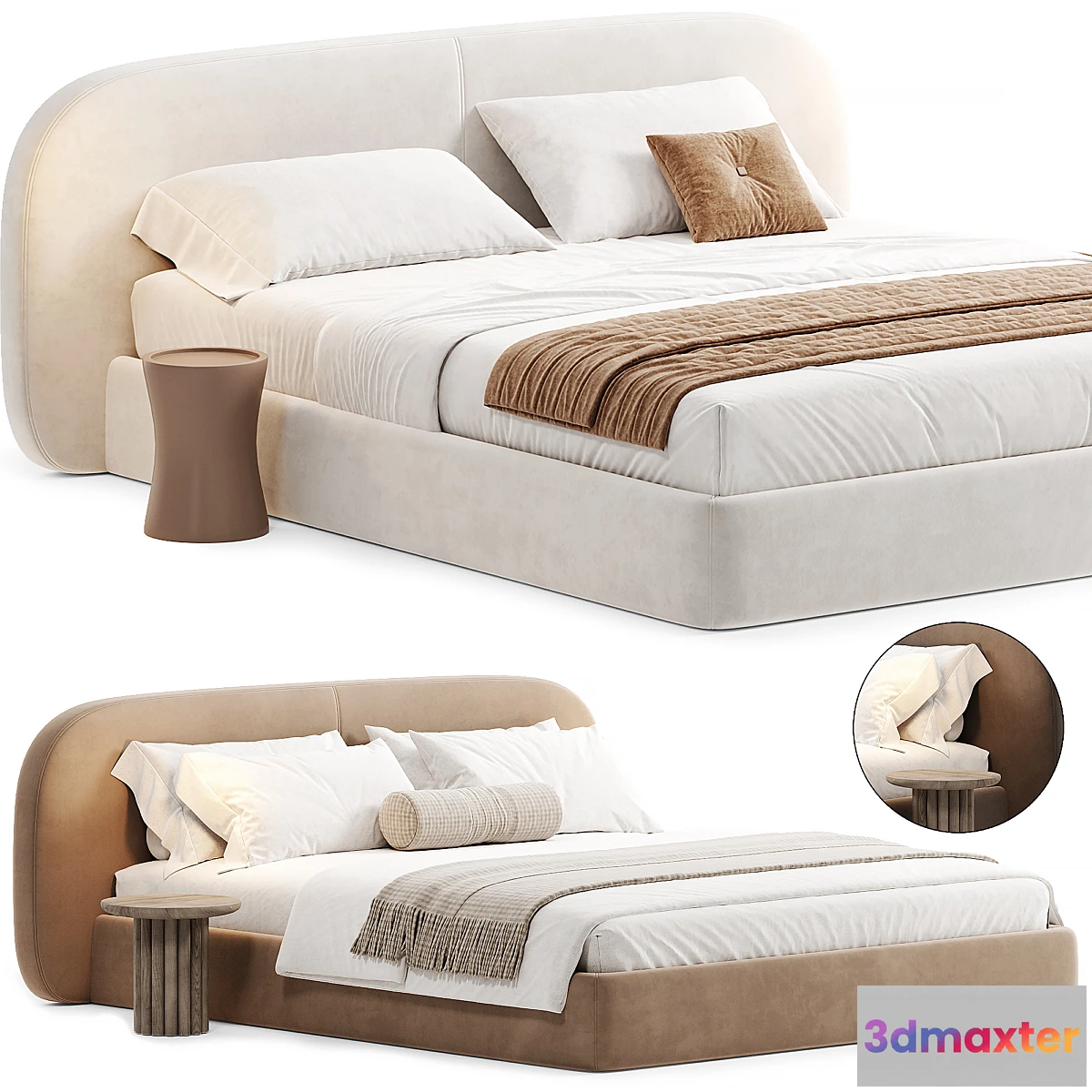 1449574 - Minimalist Bed Frame With Round Headboard by casaspace 3D Max