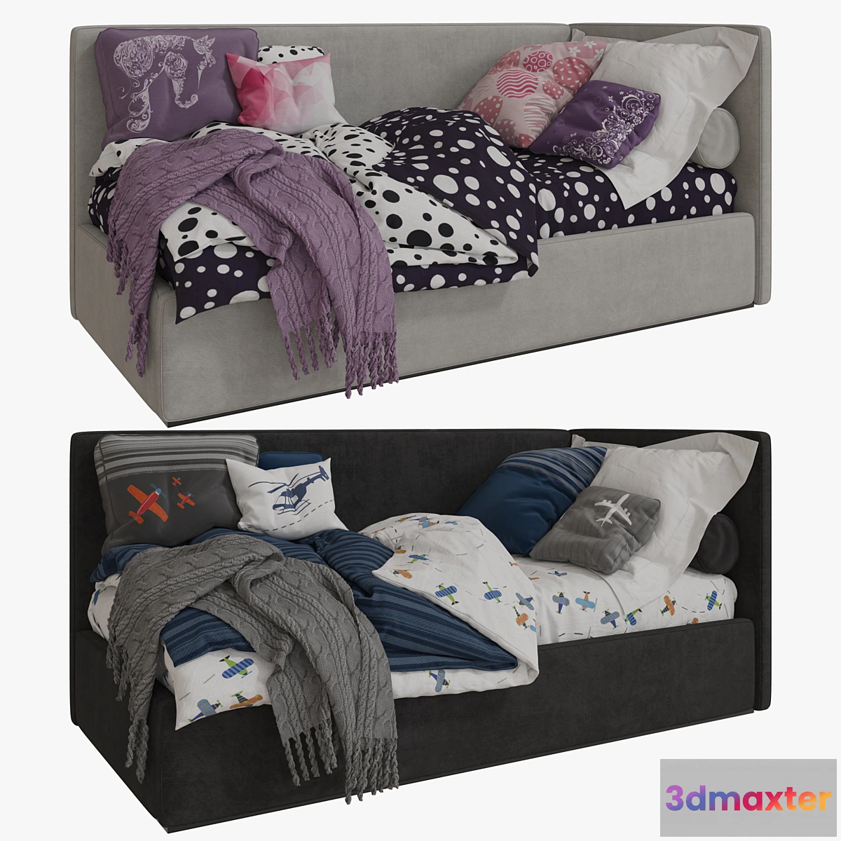 1455600 - Single Beds 03 GIRLS and BOY 3D Max