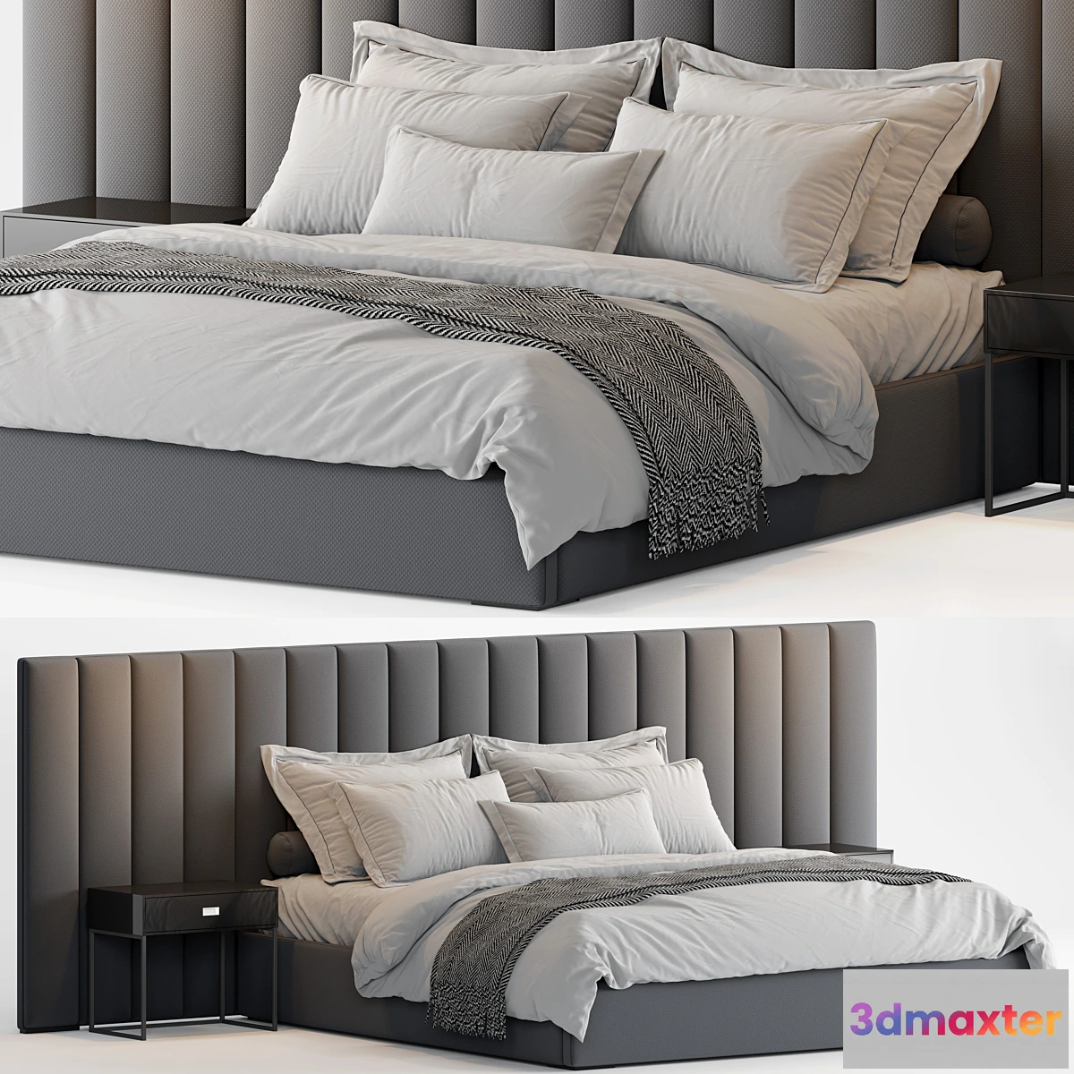 1458064 - RH Modena Vertical Channel Extended Platform Bed2 3D Max