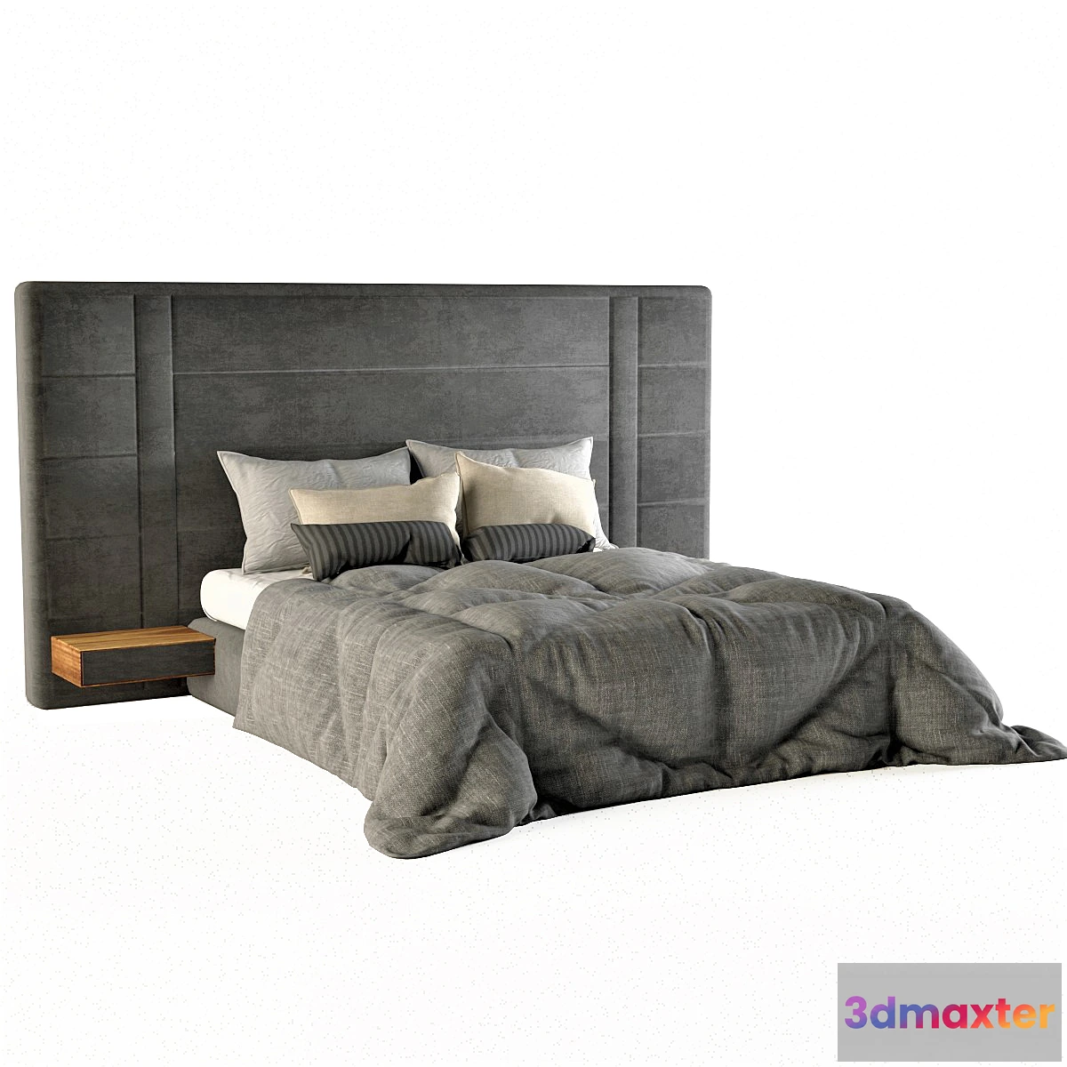 1459466 - bed with upholstered wall panels 3D Max